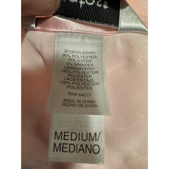 Vintage Womans M Style Pink Satin & Lace Long Nightgown Dress Croquette Whimsy - Picture 9 of 11